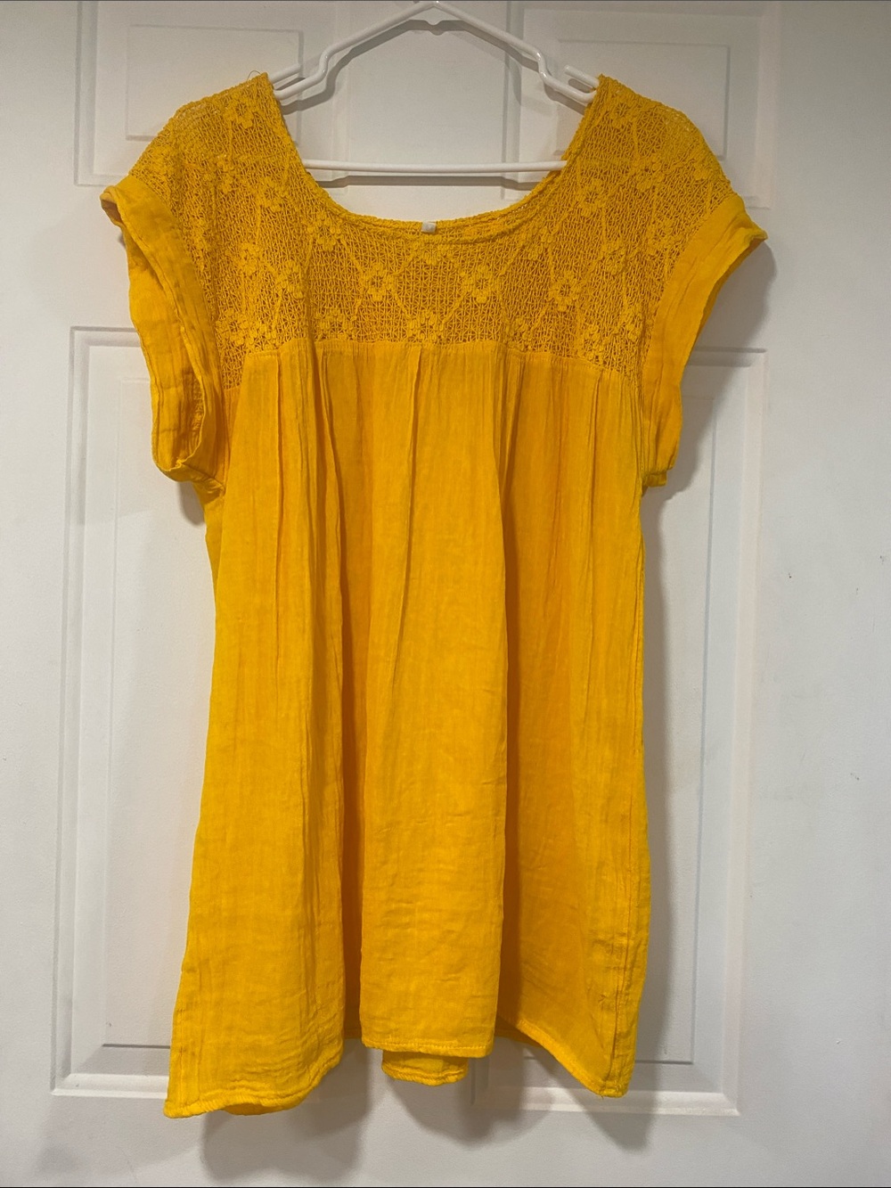 Yellow Crochet Authentic Mexican Women’s Top XL